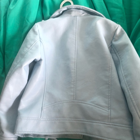 Biker Light Blue Girls Zara Leather Jacket - Picture 4 of 5